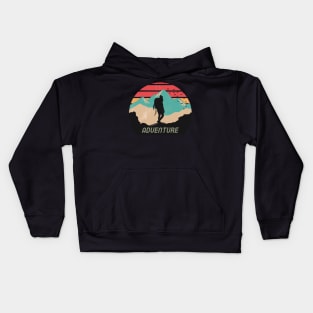 Silhouette of a man hiking in nature Kids Hoodie